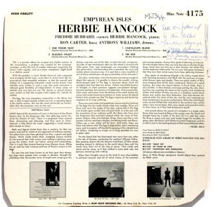 Liner notes from a Herbie Hancock LP.